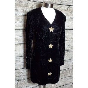 Vintage Dennis Goldsmith Black Velvet Dress Size 4